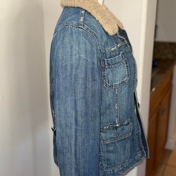 Abercrombie fitch vtg denim faux fur jacket - Picture 4 of 6